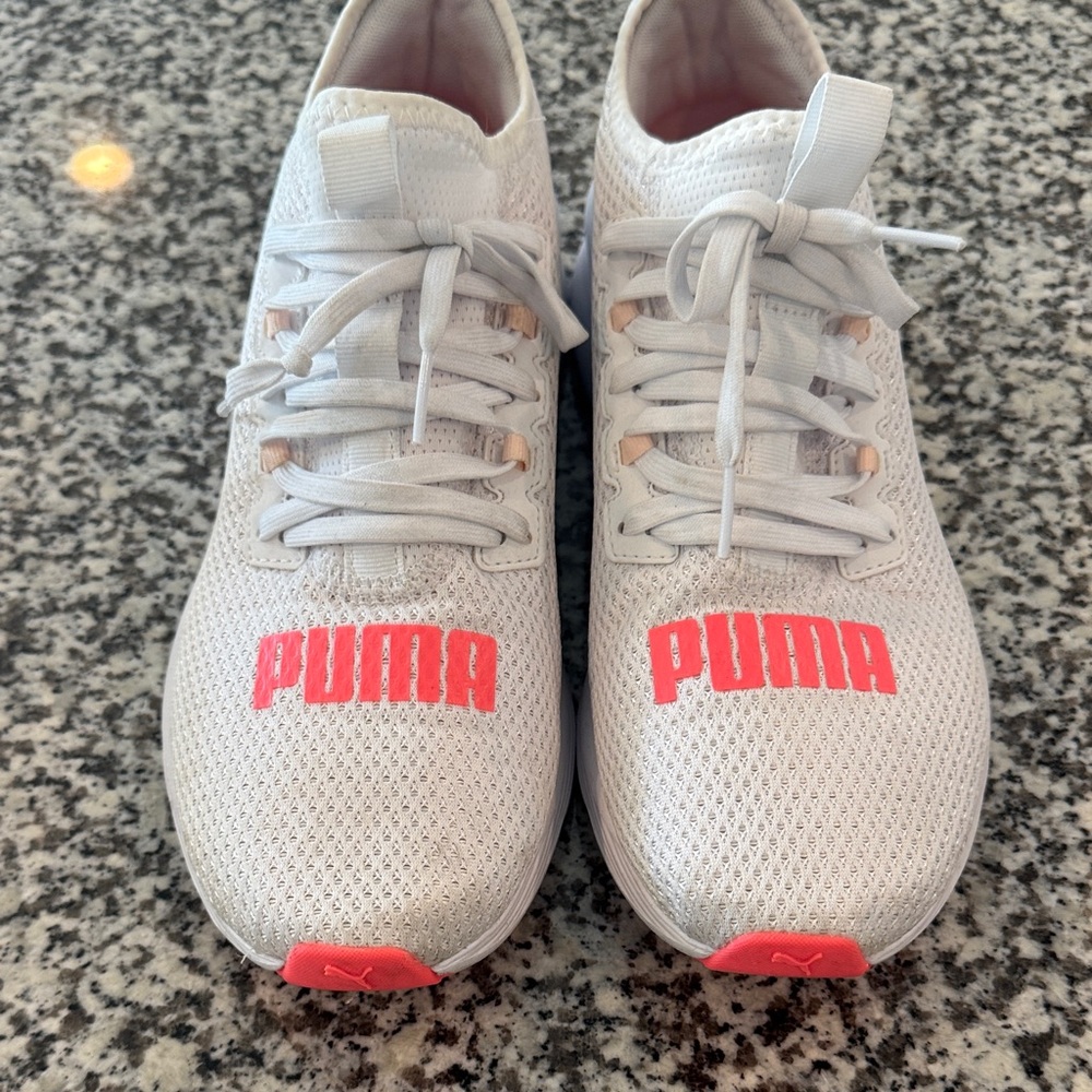 Puma White and Coral Athletic Shoes